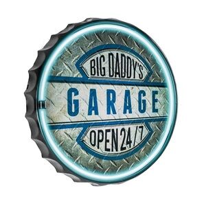Big Daddy's Garage Open 24/7 Vintage Inspired LED Neon Sign Retro Wall Decor